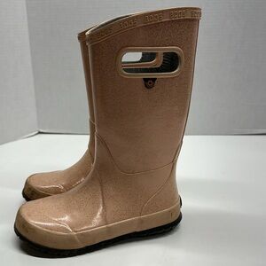 Bogs Rain Boots Pull On Waterproof Boot Pink Sparkle Glitter Kids Youth Size 13